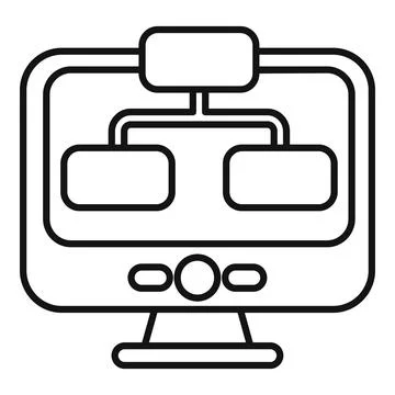Computer showing data analysis with flowchart on screen 스톡 일러스트