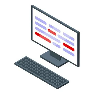 Computer showing debugging process with highlighted errors on screen Stock Illustration