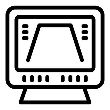 Computer showing decreasing line graph icon Stock Illustration