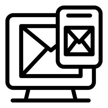 Computer showing email message notification icon Stock Illustration