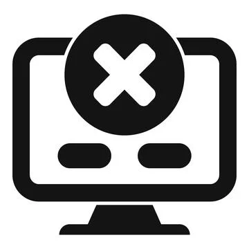 Computer showing error message with cross mark icon Illustrazione stock