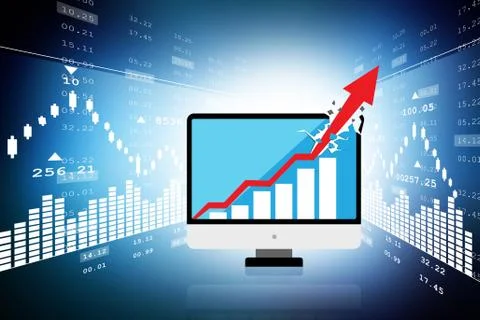 Computer showing a financial graph Stock Illustration