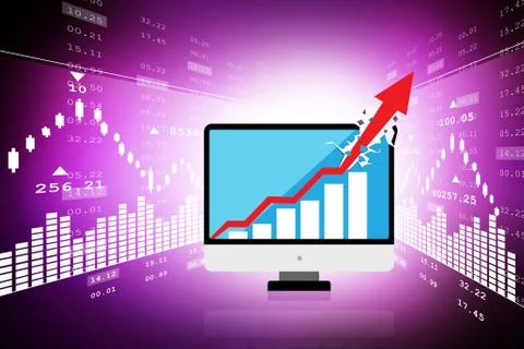 Computer showing a financial graph Stock Illustration
