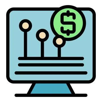 Computer showing financial trading graph with dollar sign icon Stock-Illustration