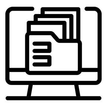 Computer showing folder with documents, data storage concept Stock Illustration