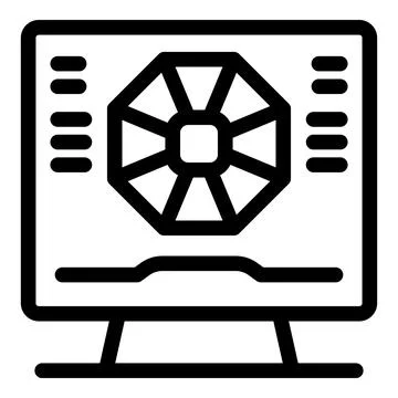 Computer showing a gemstone with data analysis on screen Stock Illustration