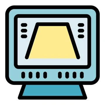 Computer showing geological cross section on screen with buttons and data Stock Illustration