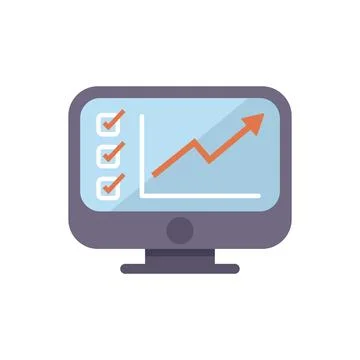 Computer showing graph with increasing statistics and check marks Stock Illustration