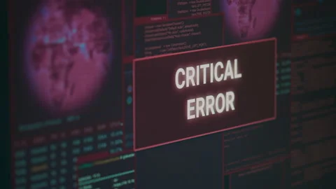 Computer showing hacking alert and critical error message flashing on screen Stock Footage 221375454