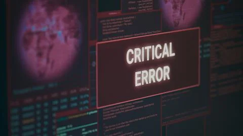 Computer showing hacking alert and critical error message flashing on screen Photos