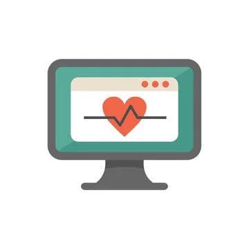 Computer showing heartbeat on screen icon illustration 스톡 일러스트