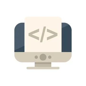 Computer showing html code programming icon Stock Illustration