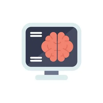 Computer showing human brain on screen representing artificial intelligence 스톡 일러스트