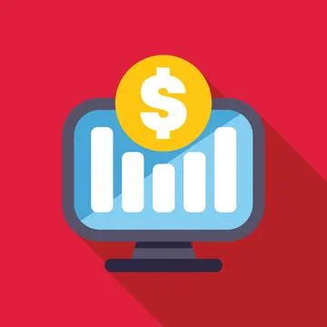 Computer showing increasing statistics with dollar sign on red background Stock Illustration