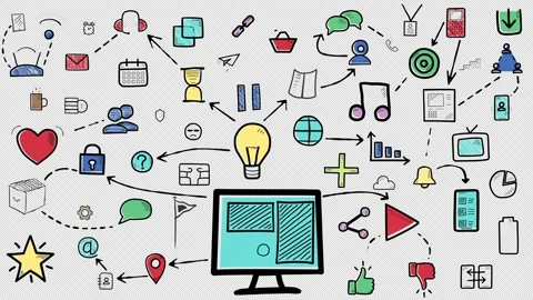 Computer showing innovative ideas connecting social media Video stock 291618499