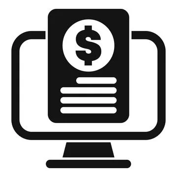 Computer showing invoice with dollar symbol icon 스톡 일러스트