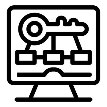 Computer showing key unlocking data blocks on screen 库存插图