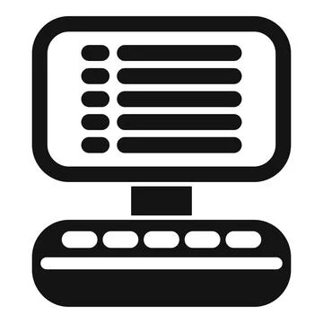 Computer showing list on screen icon, simple style Illustrazione stock