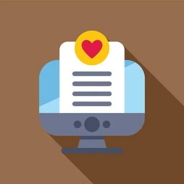 Computer showing love letter document for online dating or valentine's day 库存插图