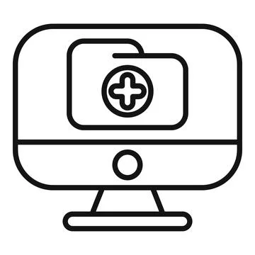 Computer showing medical record folder icon online healthcare concept Stock Illustration