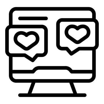 Computer showing online dating app with heart icons イラスト素材