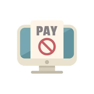 Computer showing online payment error message with red stop sign Illustrazione stock