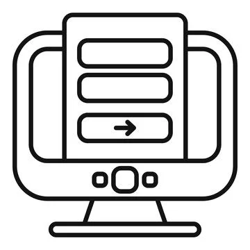 Computer showing online survey with buttons and arrow for submitting Stock Illustration