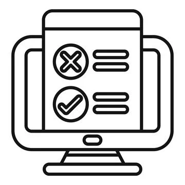 Computer showing online survey with check and cross marks Stock Illustration