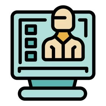 Computer showing online user profile with id card and data Stock Illustration