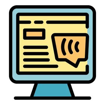 Computer showing online voice message interface for communication イラスト素材