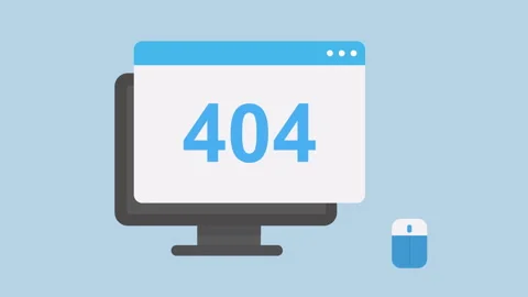 Computer showing page error, 404 error 2d animation with alpha matte Stock Footage 335732858