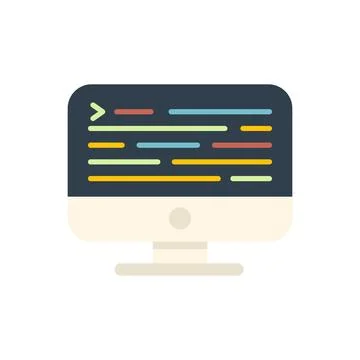 Computer showing programming code on screen icon 库存插图