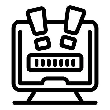 Computer showing progress bar and warning signs icon 스톡 일러스트