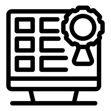 Computer showing quality control with check marks and award ribbon Stock Illustration