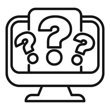 Computer showing question marks for online survey Stock Illustration