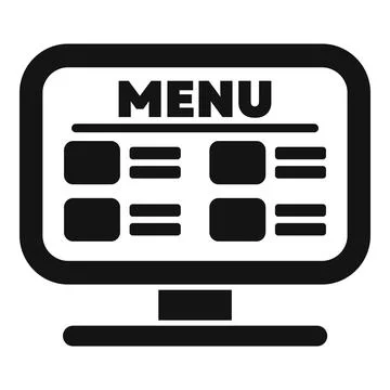 Computer showing restaurant menu with prices icon Stock-Illustration