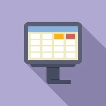 Computer showing spreadsheet with cells containing data for analysis Illustrazione stock