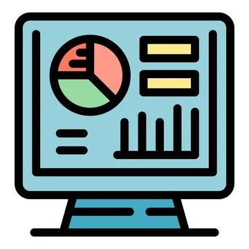 Computer showing statistical charts for business analysis and market research Illustrazione stock