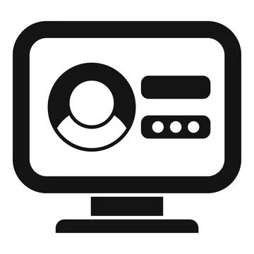 Computer showing user profile with login and password Illustrazione stock