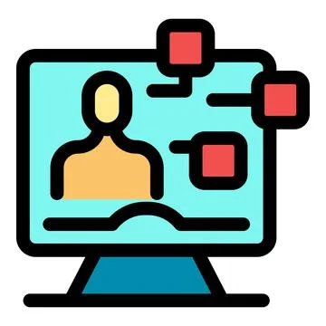 Computer showing user profile managing digital data blocks Illustrazione stock