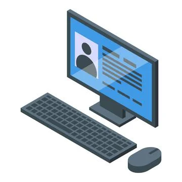 Computer showing user profile with personal data on screen Stock Illustration