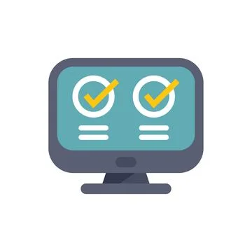 Computer showing validating process with check marks on screen Stock Illustration
