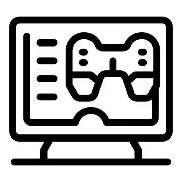 Computer showing video game controller icon for online gaming Stock Illustration