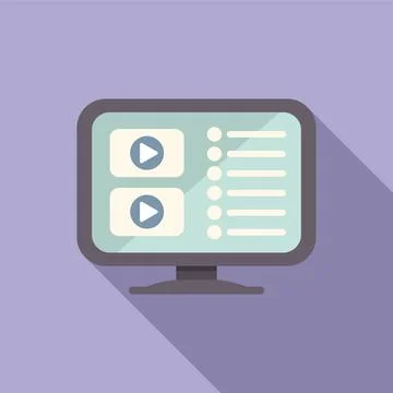 Computer showing video player interface with playlist and buttons 스톡 일러스트