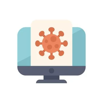 Computer showing virus drawing on screen icon Illustrazione stock