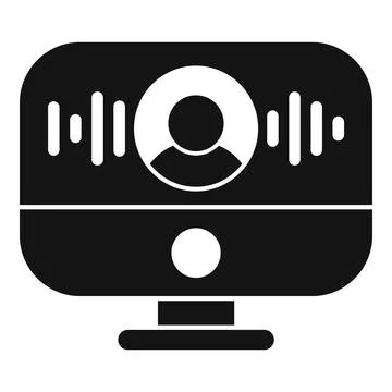 Computer showing voice message icon representing online communication Illustrazione stock