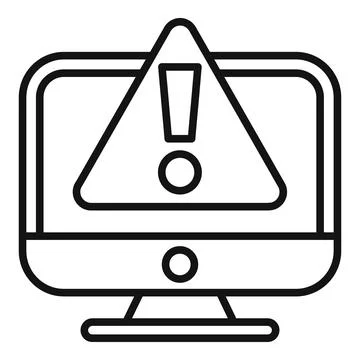 Computer showing warning sign icon Stock Illustration