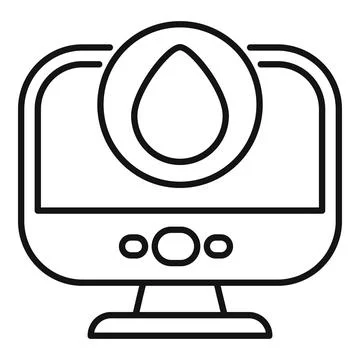 Computer showing water drop icon for liquid cooling system Stock Illustration