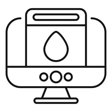 Computer showing water drop icon for online hydration tracker app Illustrazione stock