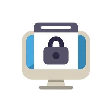 Computer showing website with padlock for security 스톡 일러스트
